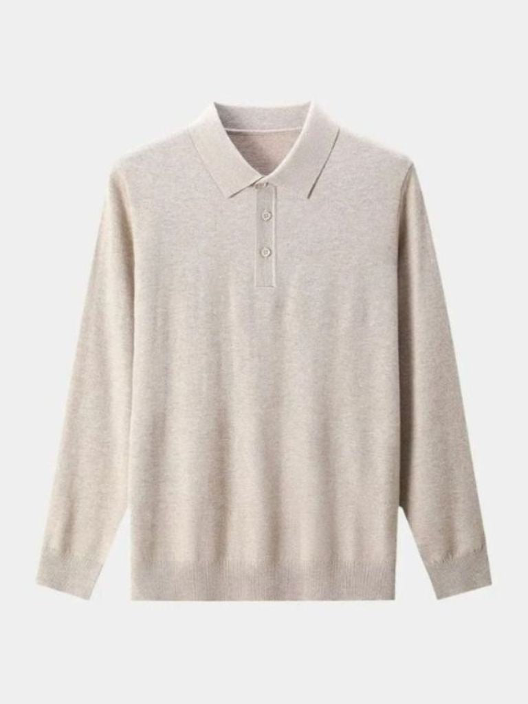 Buttoned Knit Wool Polo Sweater - Palm Beach Boutique