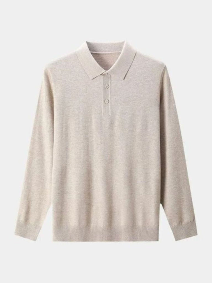 Buttoned Knit Wool Polo Sweater - Palm Beach Boutique