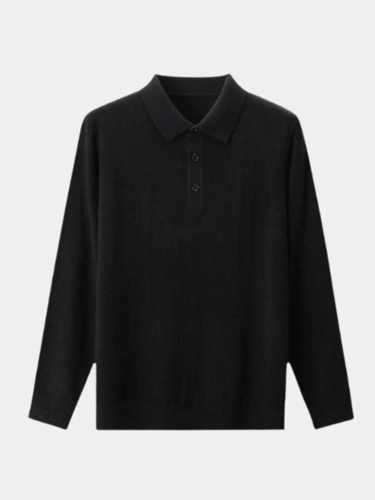Buttoned Knit Wool Polo Sweater - Palm Beach Boutique