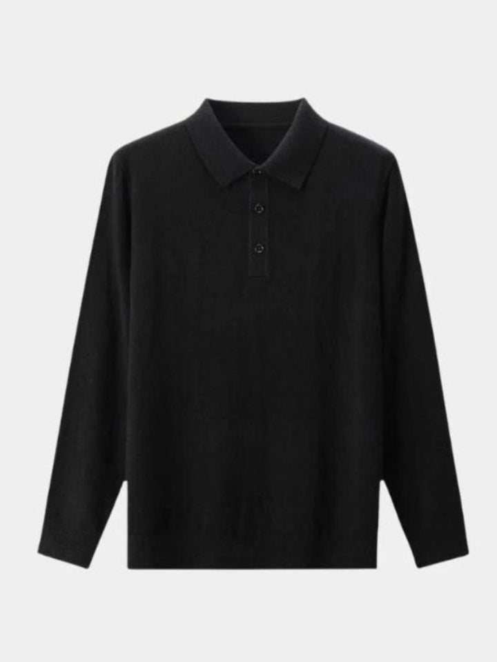 Buttoned Knit Wool Polo Sweater - Palm Beach Boutique