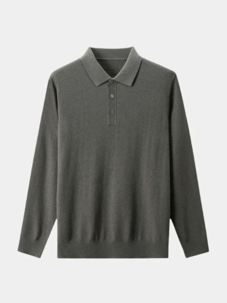 Buttoned Knit Wool Polo Sweater - Palm Beach Boutique