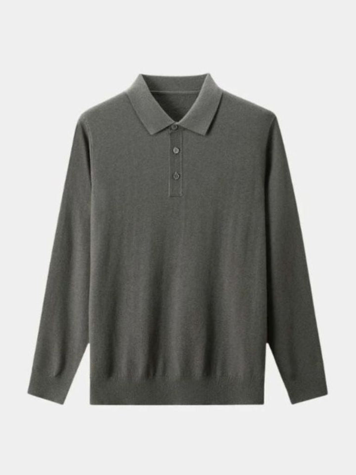 Buttoned Knit Wool Polo Sweater - Palm Beach Boutique