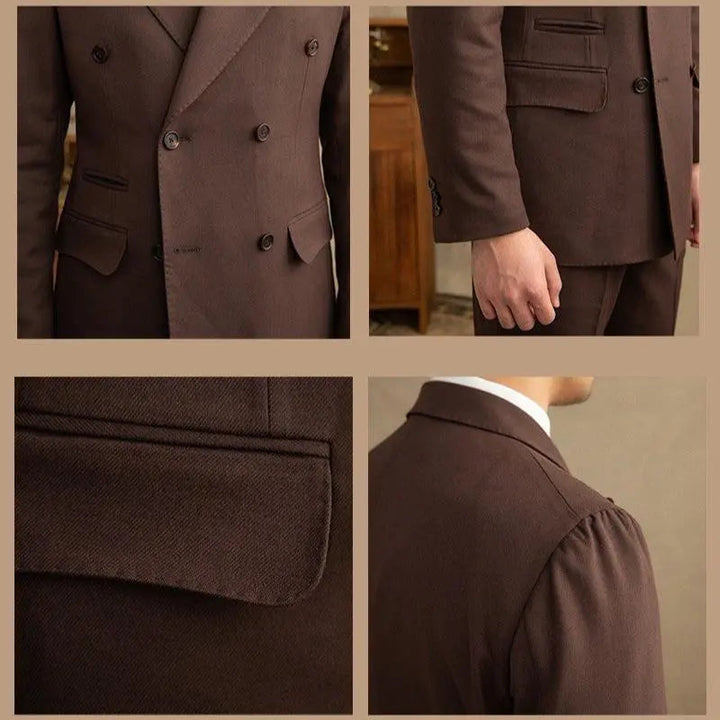 Dark Brown Gabardine Suit Jacket Trousers