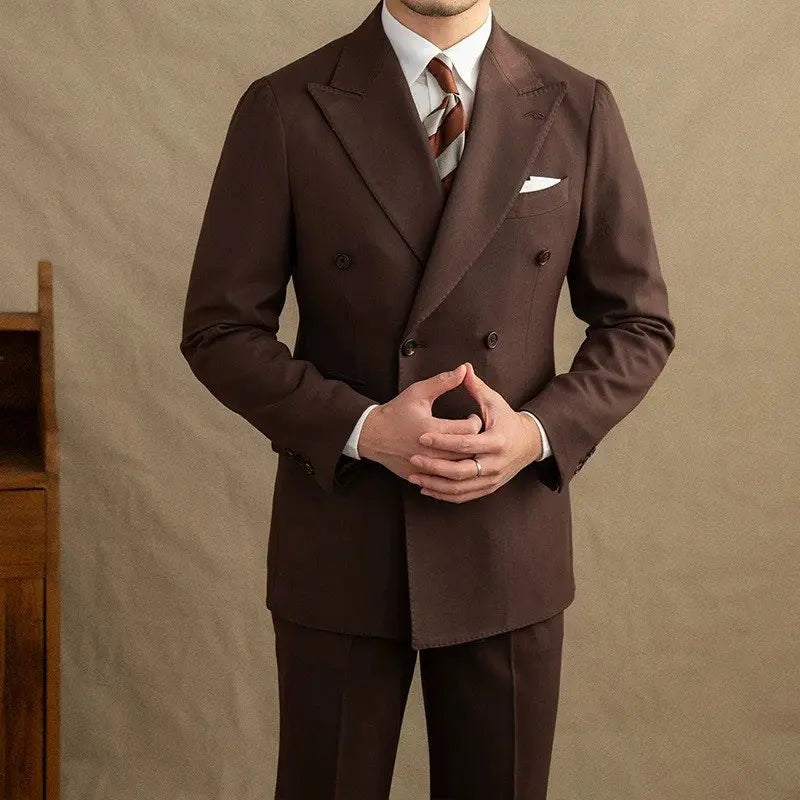 Dark Brown Gabardine Suit Jacket Trousers