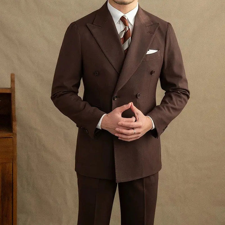Dark Brown Gabardine Suit Jacket Trousers